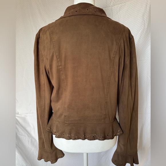 Moschino Jeans Suede ruffle jacket brown, size8 - Picture 3 of 11